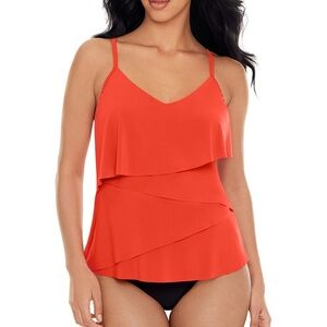 MagicSuit by MiracleSuit Chloe Persimmon Orange Layered Tankini Top